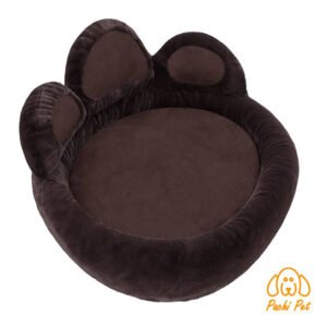 Cama perro huella cafe